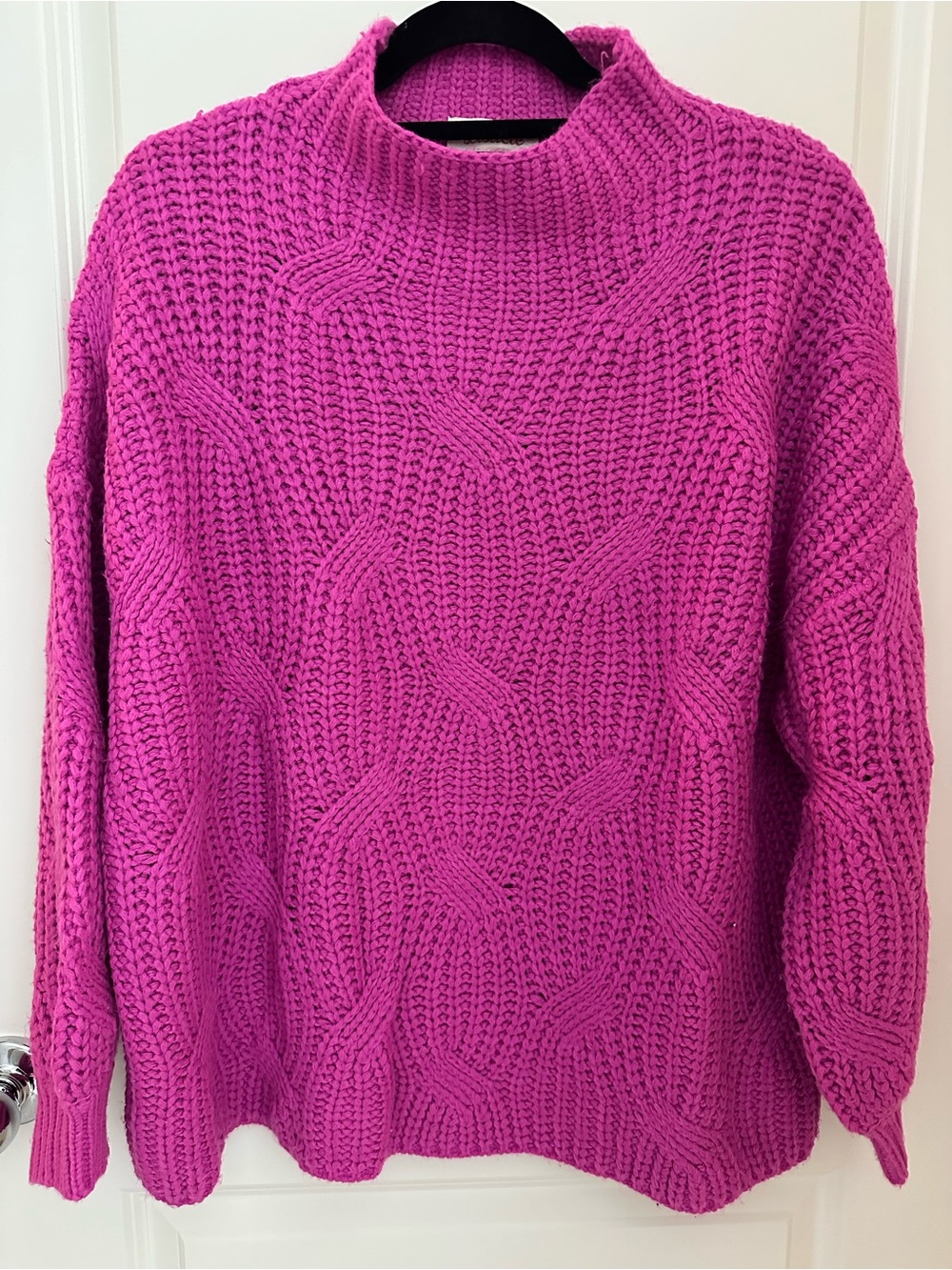 Vici Fuchsia Cable Knit Mock Turtleneck Sweater